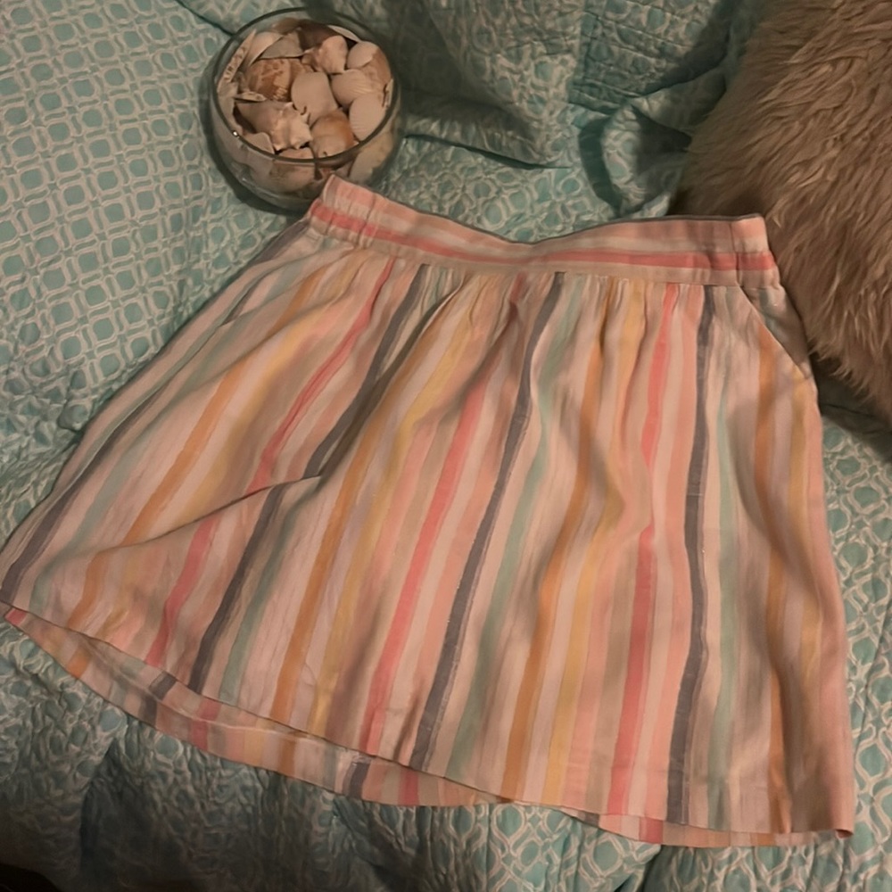 Loft Pastel Striped Linen Skirt LP - Picture 3 of 6